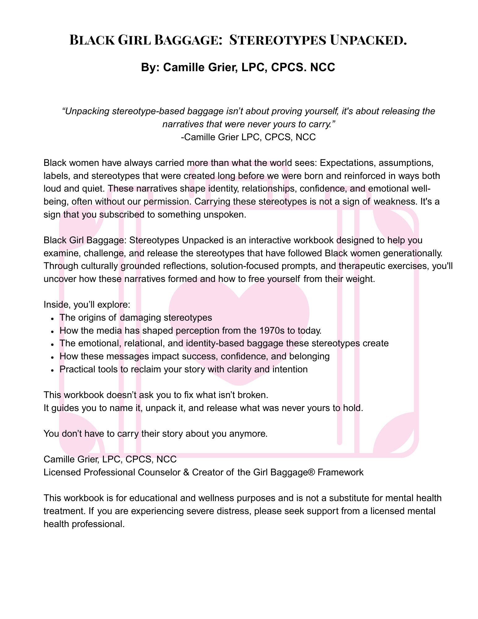 Emotional Baggage Redefined, Girl Baggage Workbook: Deconstructing Common Stereotypes